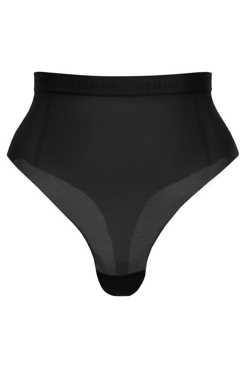 Supportive All Mesh Brazilian Briefs Black