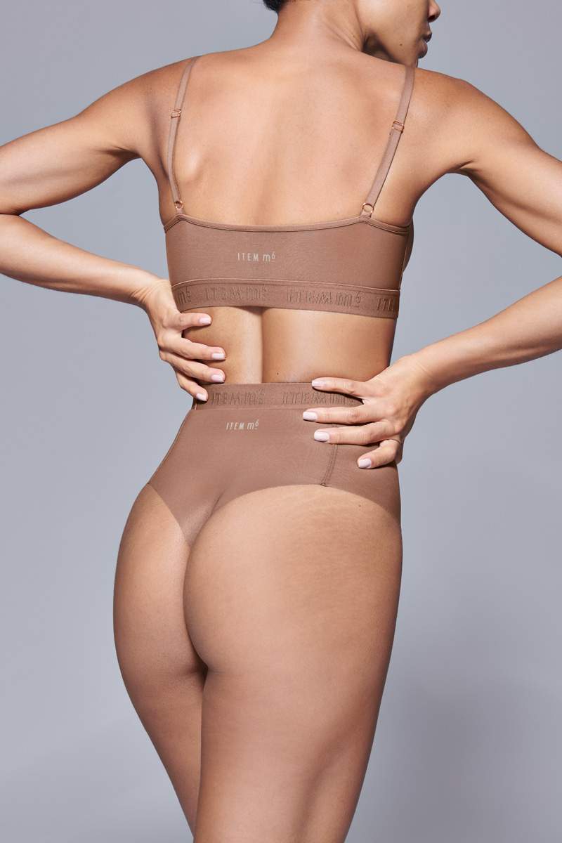 Supportive All Mesh Brazilian Briefs Nude Olive