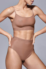 Supportive All Mesh Brazilian Briefs Nude Olive